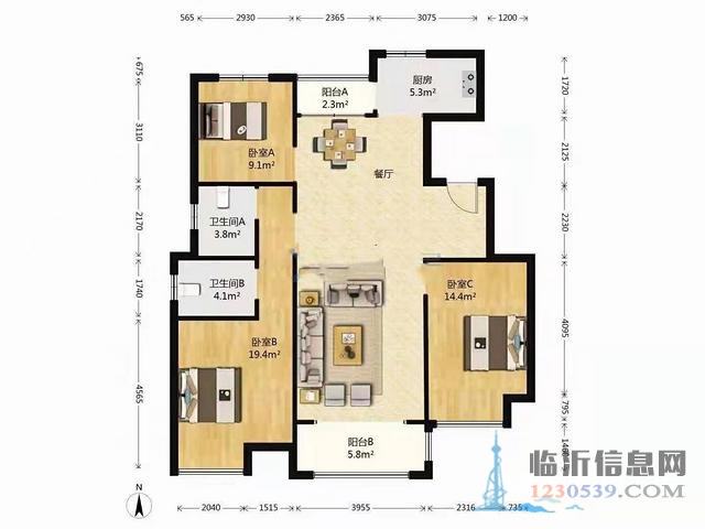 兰山区 3室2厅2卫 125.0平米 230.00万元