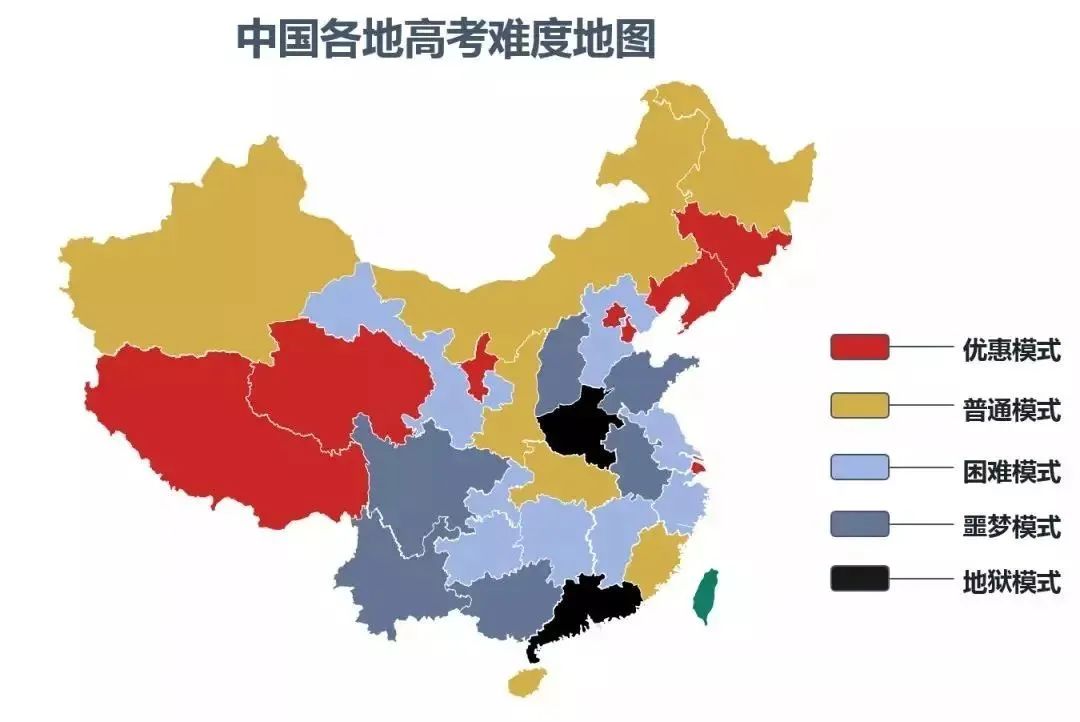 上大学最难的省份是哪里？中国各地高考难度地图