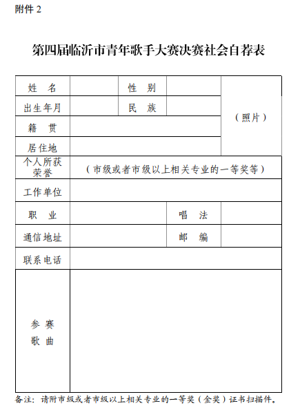 关于举办第四届临沂市青年歌手大赛的通知