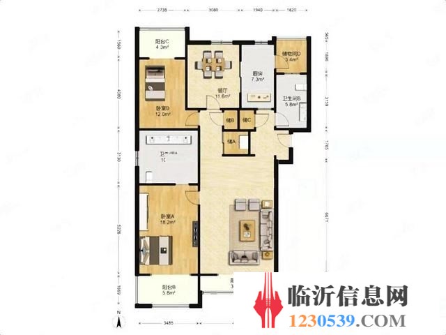 开元上城 新装未住 三室两厅两卫 带全套家具家电 证过二