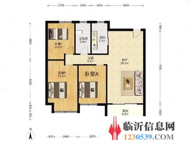 香榭丽舍 一楼带60平大院子 三室两卫 客厅通阳台 证过二